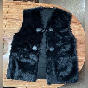 Black Faux Fur Vest